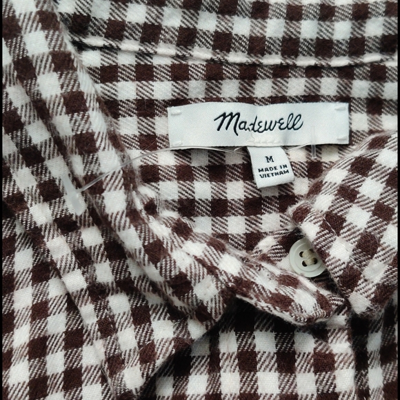 A) NWOT, Madewell flannel tie front plaid longsleeve - Picture 8 of 11